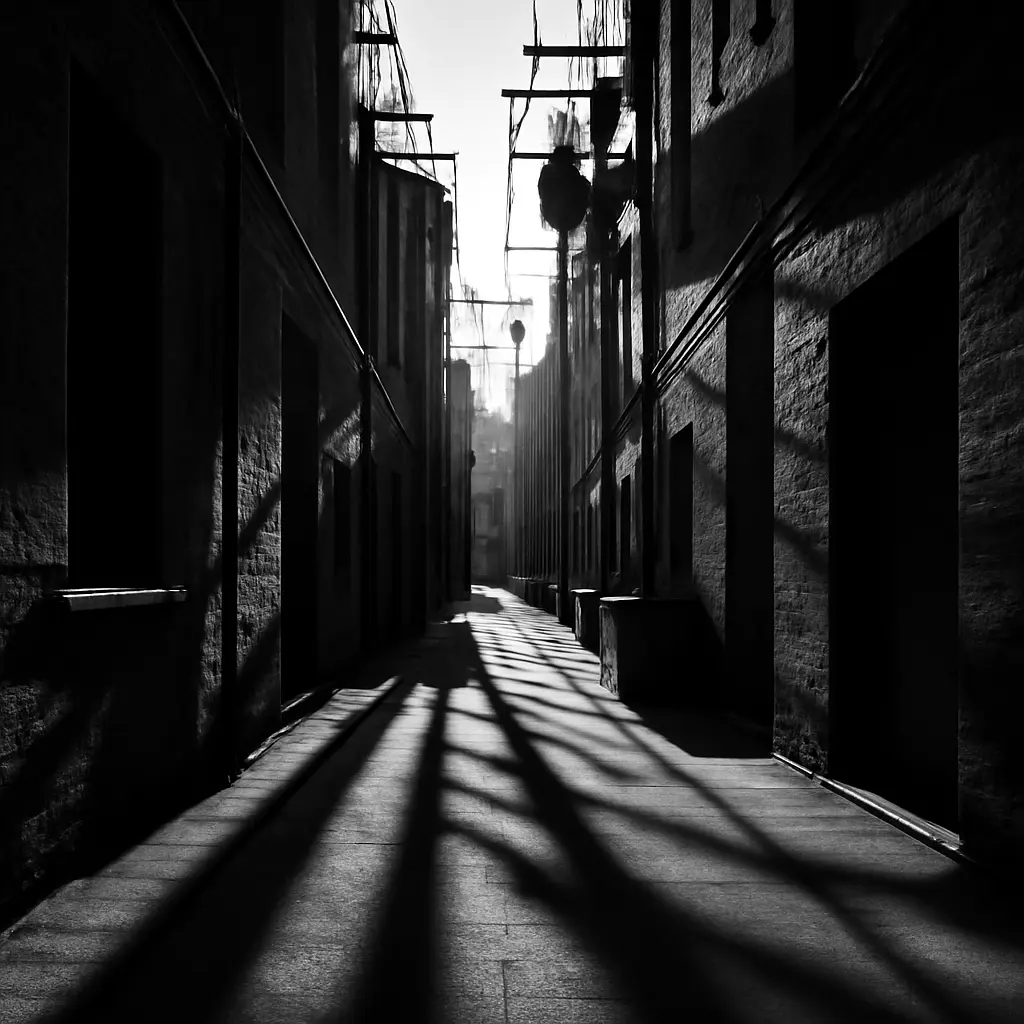 Leading lines and shadows Urban scene showing strong leading lines and shadow patterns